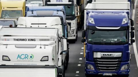 Lorries on road