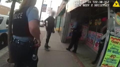 Bodycam footage shows police officers approaching Harith Augustus