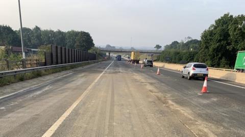 Two lanes of the A1(M) closed for resurfacing work