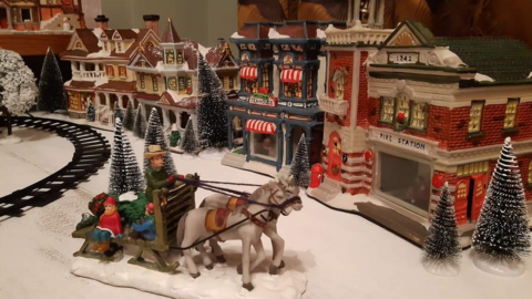 Festive model buildings and characters
