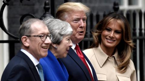 Philip and Theresa May with Donald and Melania Trump at No 10