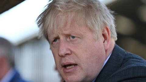 Boris Johnson in Wrexham, Wales, on Monday