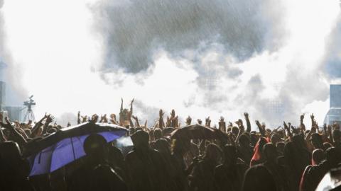 Rain at music festival