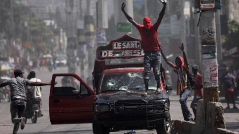 Protesters in Port-au-Prince, 1 Mar 24