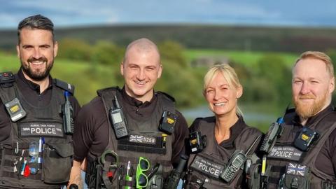 Left to right: PC Sean Dalby, PC Anthony Carney, PC Helen Williams and Sgt Darren Carr