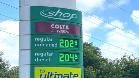 Fuel prices at Swansea West services