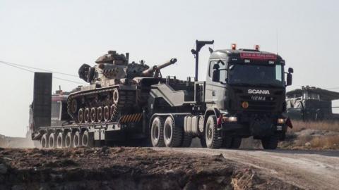 Turkish military vehicle near the Syria border, 16 January