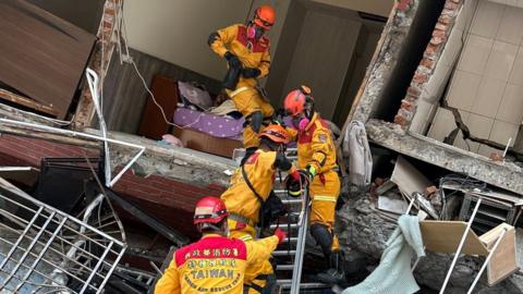 Rescuers in Hualien
