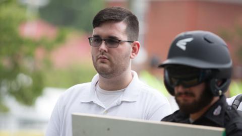 James Alex Fields Jr is seen attending the "Unite the Right" rally in Emancipation Park before being arrested by police on 12 August, 2017