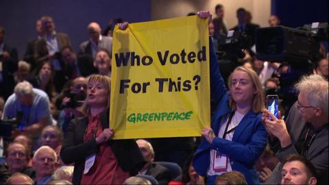 Greenpeace campaigners in Birmingham