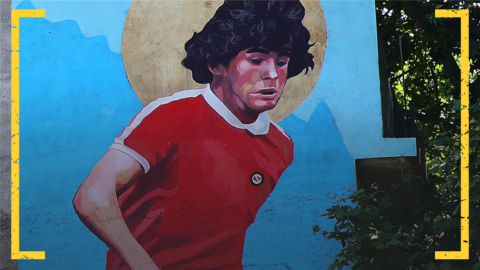 Diego Maradona mural outside Argentinos Juniors' ground