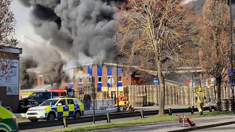 Fire in a warehouse in Southampton