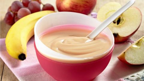 Homemade baby food made from fruit