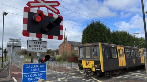 The crossing at Callerton Parkway near Newcastle Airport