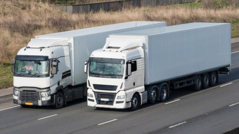 Two lorries on a motorway