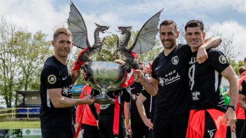 Connah's Quay Nomads celebrate winning the Cymru Premier