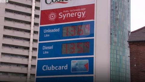 Fuel prices sign