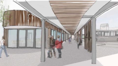 Artist impression of new bus station at the University Hospital of Wales in Cardiff