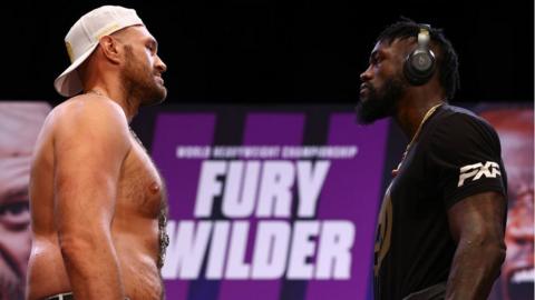 Tyson Fury faces off with Deontay Wilder