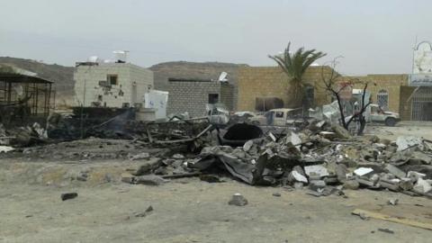 Aftermath of air strike that damaged Kitaf rural hospital in north-western Yemen (26 March 2019)