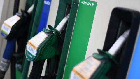 Petrol pumps at a petrol station in Manchester