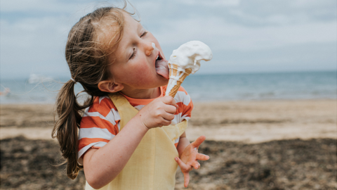 Girl eats ice cream