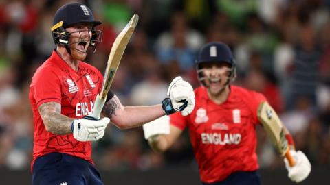 England's Ben Stokes celebrates winning the T20 World Cup