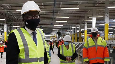 Kwasi Kwarteng visiting a warehouse