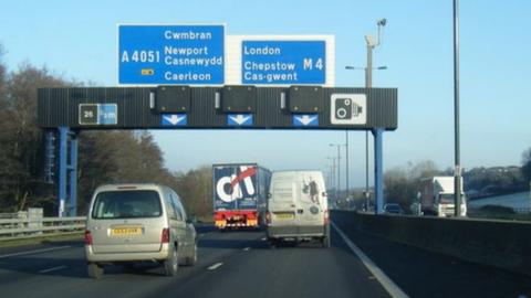 The M4 Eastbound around Newport towards the often congested Malpas Straight before the Brynglas Tunnels