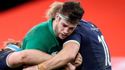 Caelan Doris in action for Ireland against Scotland in December