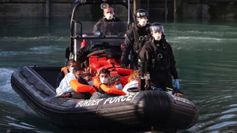 Migrants rescued by Border Force in Dover