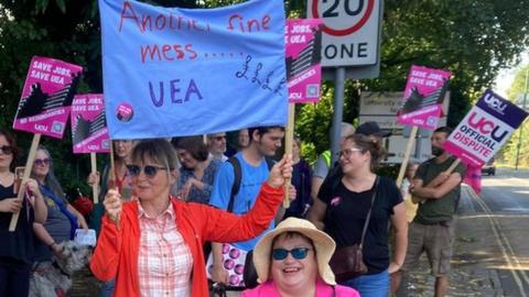 Staff on strike at the UEA