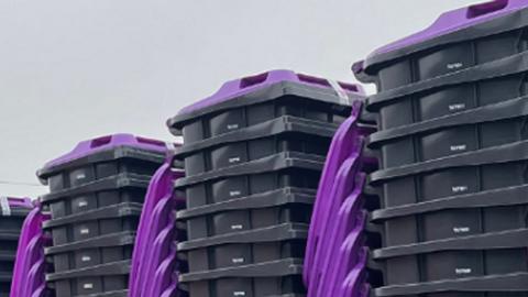 Purple lid bins