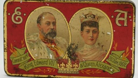King Edward VII and Queen Alexandra on the chocolate tin