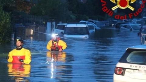 The River Bisenzio flooded near Florence and there were fears the River Arno would flood too