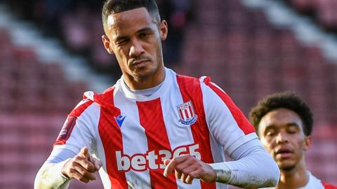 Tom Ince celebrates giving Stoke the lead against Leyton Orient