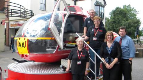 Volunteers Pat Roberts, Bill Snaith and Linda Snaith, store manager Stuart Bowen and volunteer manager Alison Hill on the shop's opening day