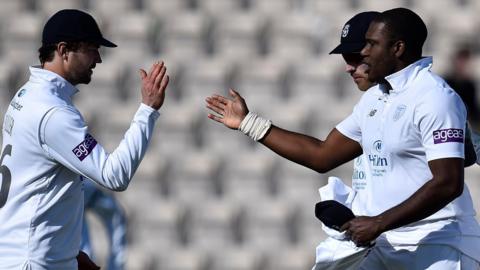 Hampshire all-rounder Keith Barker (right)