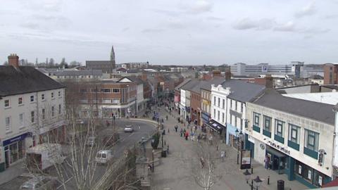 Aerial view of Lisburn city centre