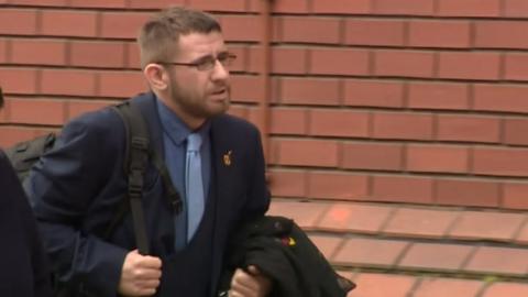 Jack Mallinson arriving at leeds Crown Court