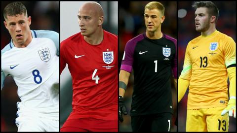 Ross Barkley, Jonjo Shelvy, Joe Hart, Jack Butland