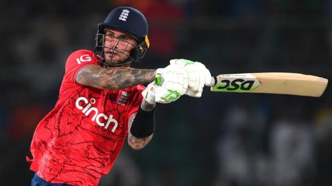 England batter Alex Hales plays a shot