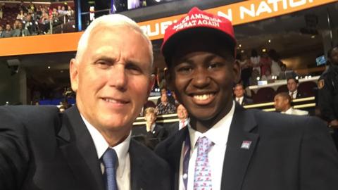 Isaiah Burroughs with new vice president Mike Pence