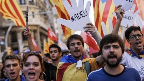 Separatist demonstrators in Barcelona