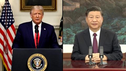 US President Trump and China's Xi Jinping