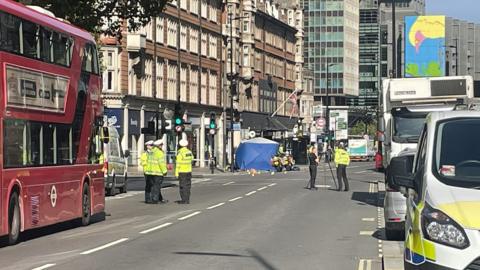 The scene on Tottenham Court Road