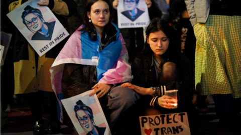 People attended a candle-lit vigil outside the Hippodrome Theatre in Birmingham