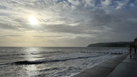 The shimmering sea in the morning at Sandown snapped by Weather Watcher Debbie