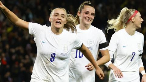 England's Georgia Stanway celebrates scoring against South Korea in 2023
