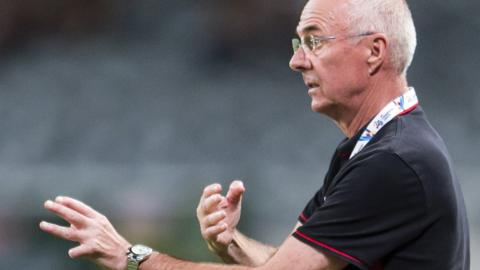 Sven-Goran Eriksson coaches on the sidelines